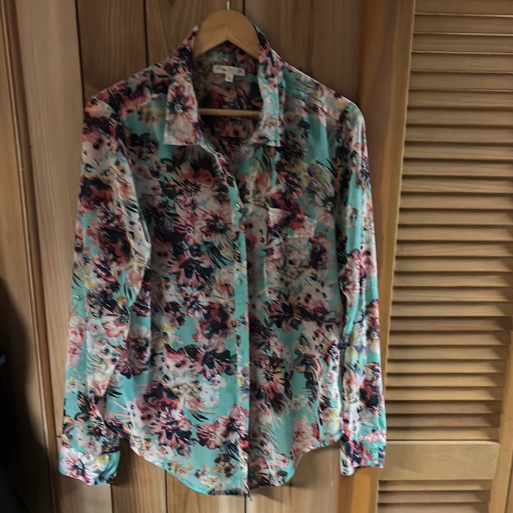 love, Fire Floral Button Down Shirt - Multicolor